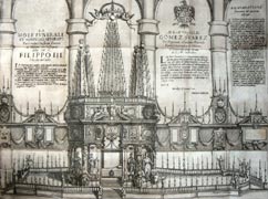 Tavola tratta da: Melchiorre Malatesta, Racconto delle sontuose essequie fatte in Milano alli 7. di giugno l&rsquo;anno 1621 &hellip; alla felicissima mem. di Filippo III &hellip;, Milano, 1621